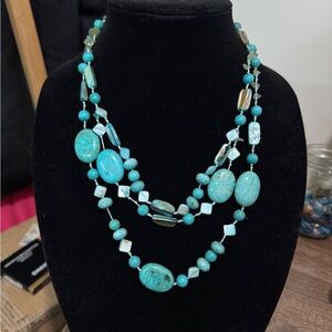 Turquoise Multi-Strand Beaded Necklace - Women Jewelry